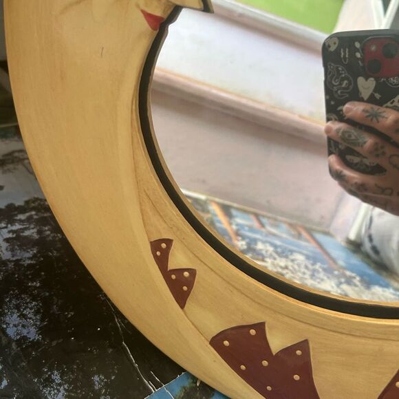 Vintage Whimsical Celestial Sun Moon Crescent Face Wall Mirror 15.5" - Picture 12 of 16